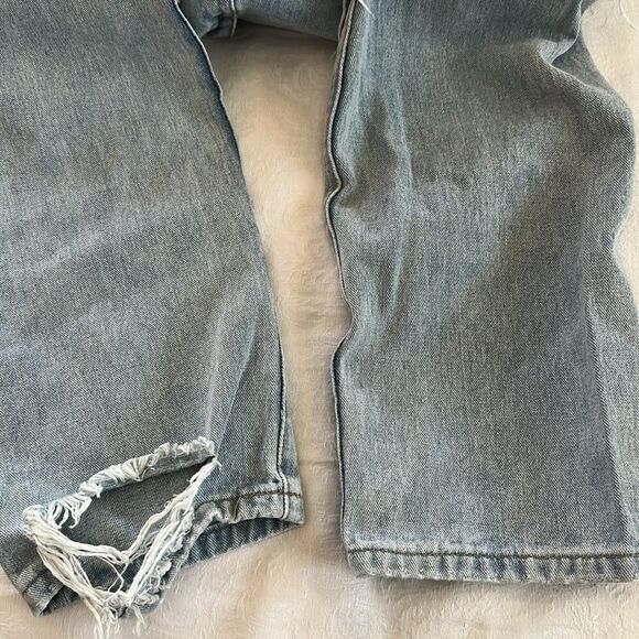 Shein Factory Distressed Blue Jeans Light Wash Wide Legs Size XS - Picture 9 of 13